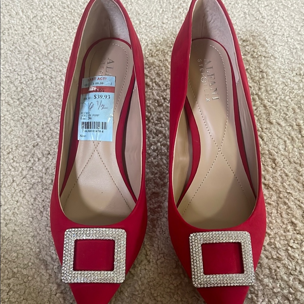 Alfani Red Heels with Embellished Buckle
